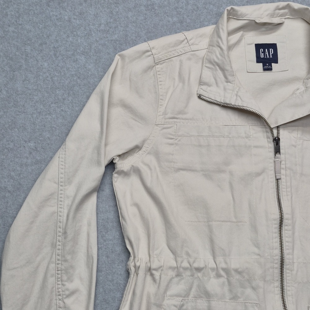Gap Utility Field Jacket Womens S Beige Full Zip Drawstring Waist Anorak - Picture 10 of 16